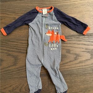 Gerber Blue and Orange Fox Footie Sleeper One Piece
